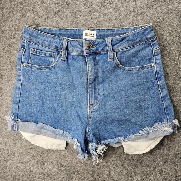 Womens Denim Shorts 26 inch Special A Los Angeles Cutoff Exposed Pockets - Picture 1 of 11